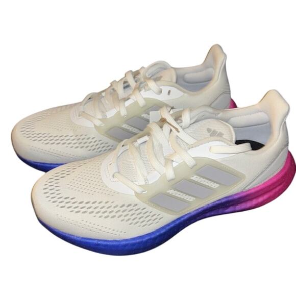NIB Adidas Men\'s Pureboost 22 Running Shoes White/Grey/Lucid Blue Size 7.5 main image 13